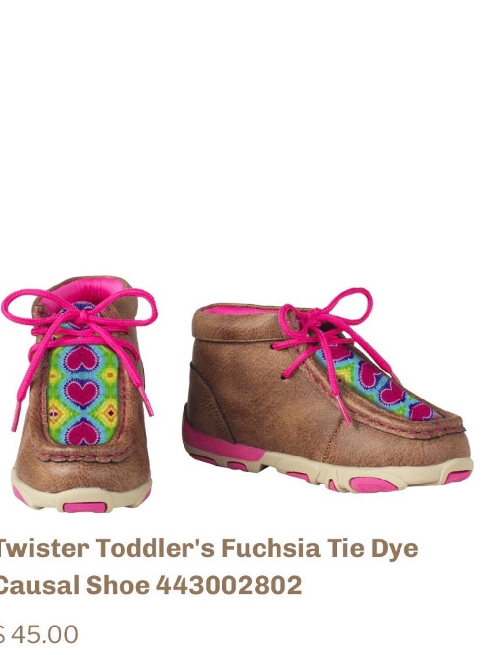 Twister Toddler Boots in Fuchsia and Brown with Colorful Heart Panel